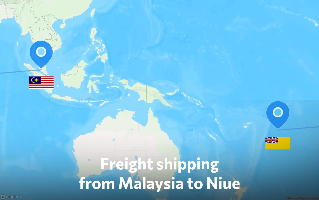 Shipping route from Malaysia to Niue