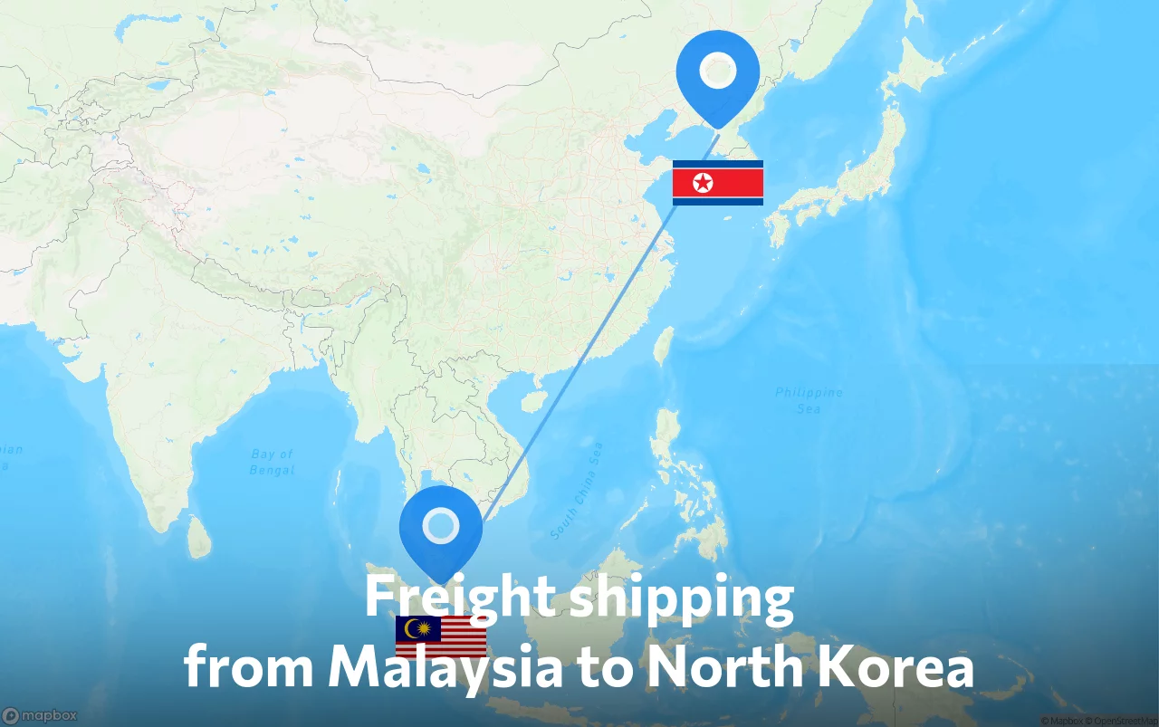 Shipping route from Malaysia to North Korea