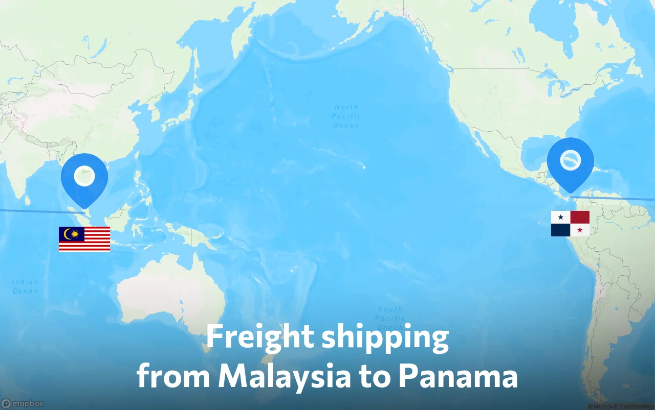 Shipping route from Malaysia to Panama