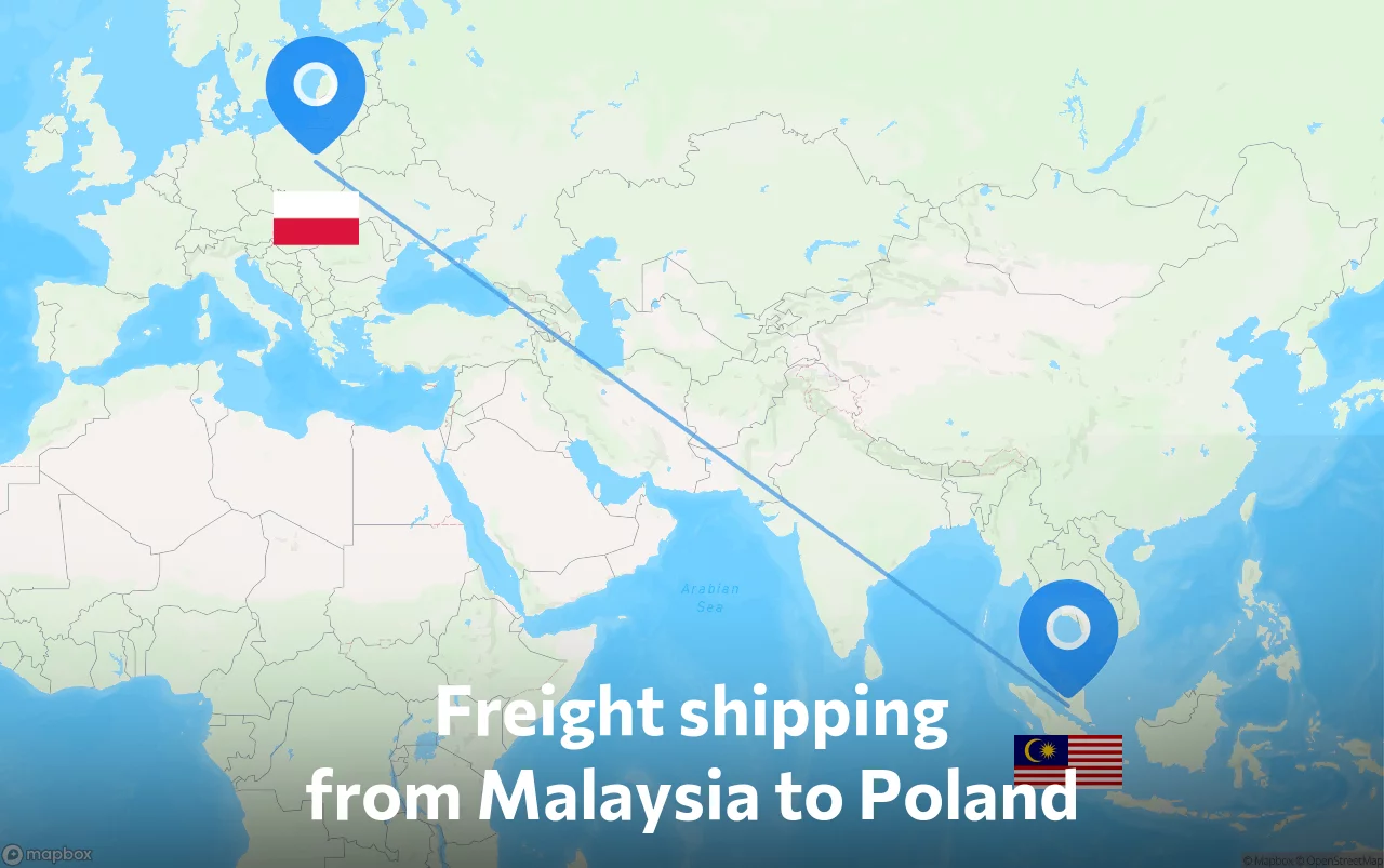 Shipping route from Malaysia to Poland