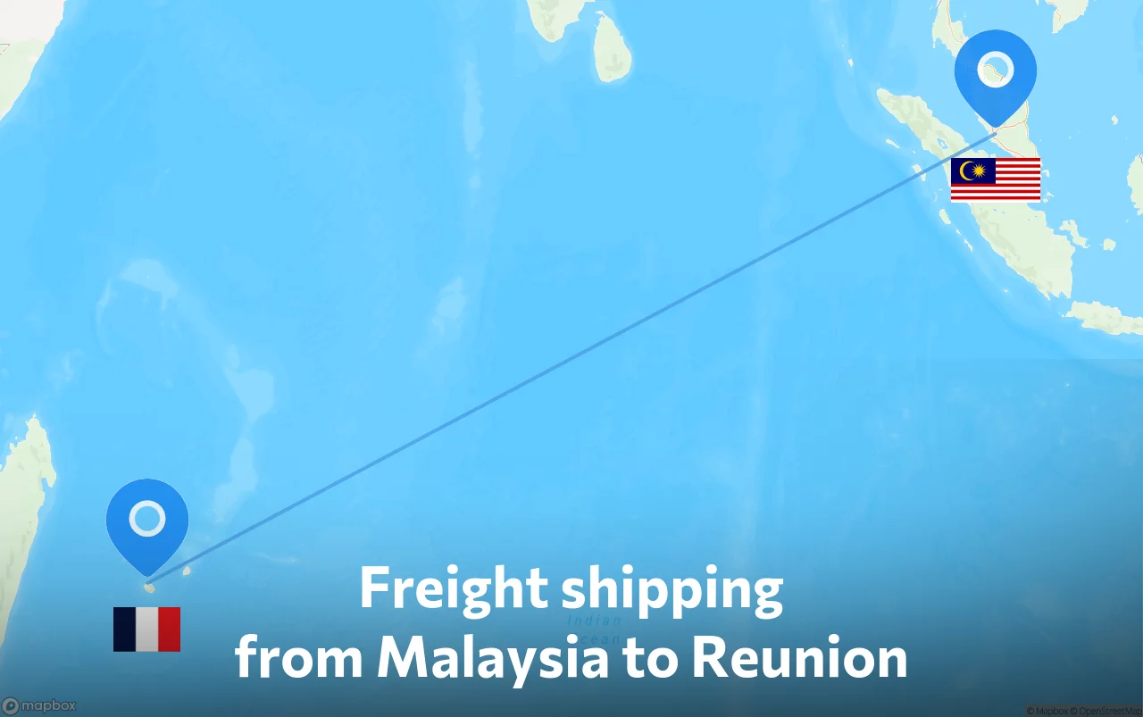 Shipping route from Malaysia to Reunion
