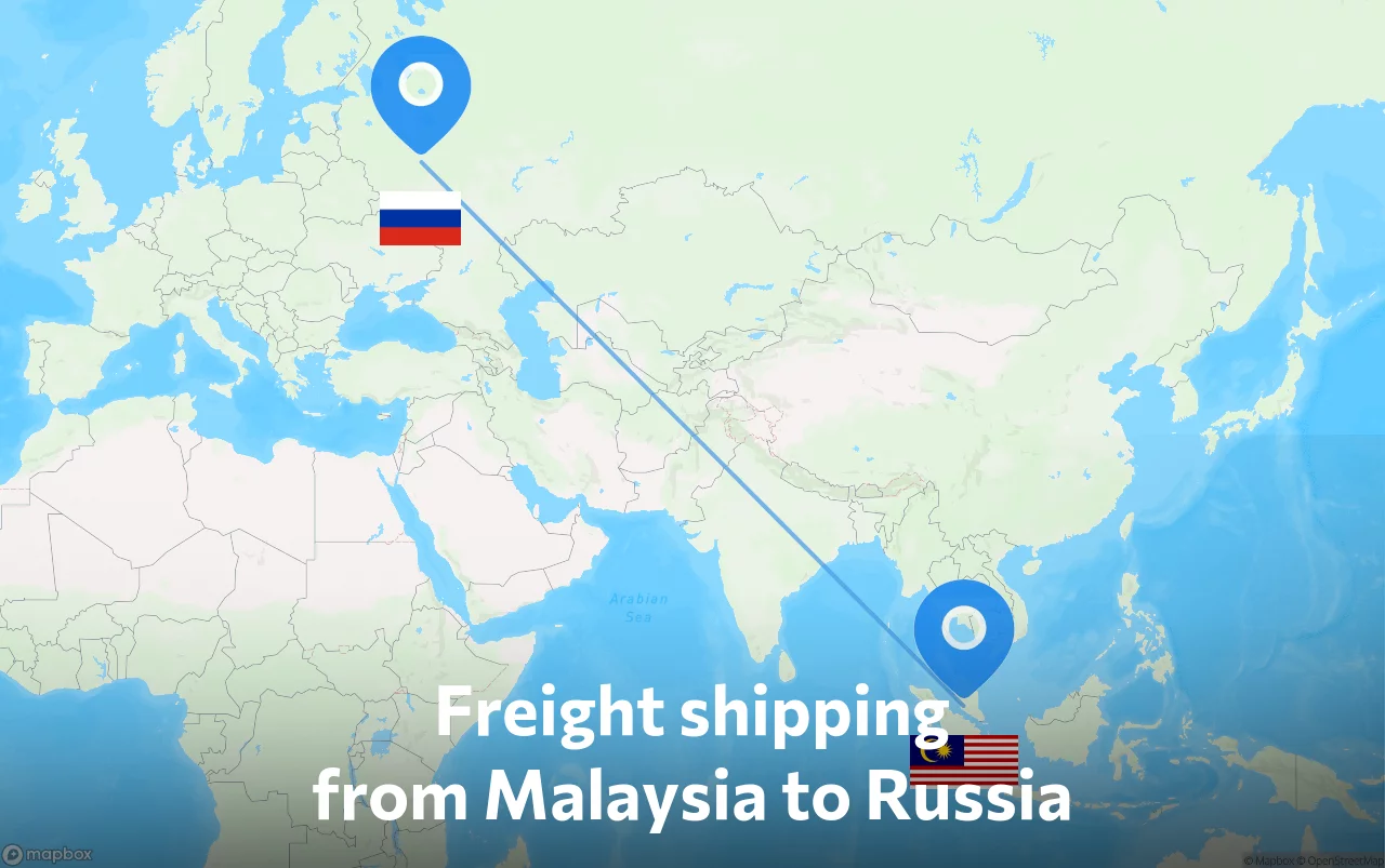 Shipping route from Malaysia to Russia