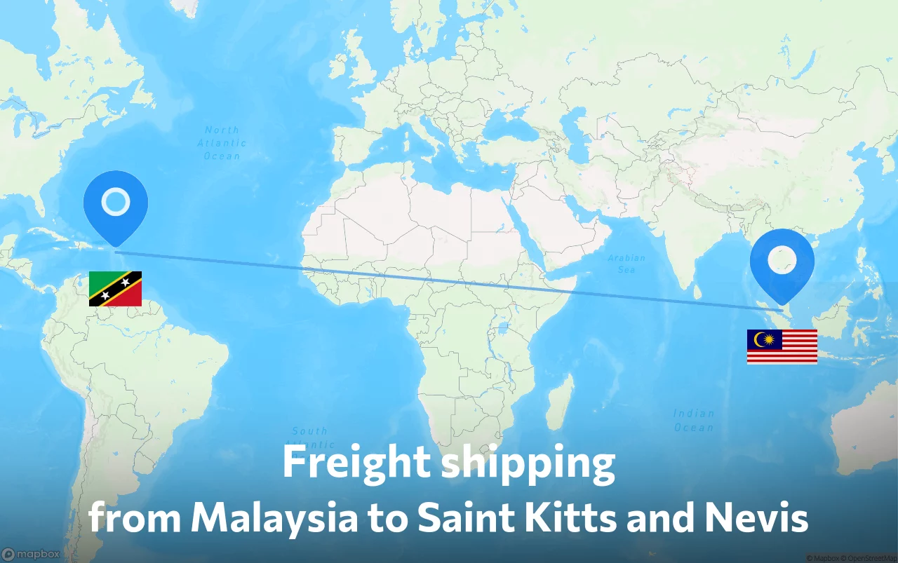 Shipping route from Malaysia to Saint Kitts and Nevis