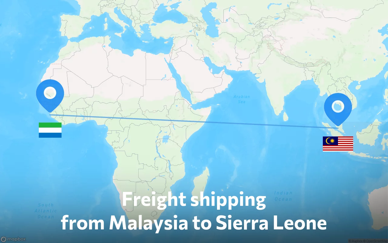 Shipping route from Malaysia to Sierra Leone