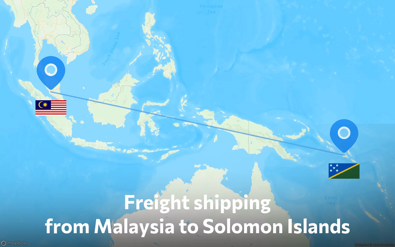 Shipping route from Malaysia to Solomon Islands