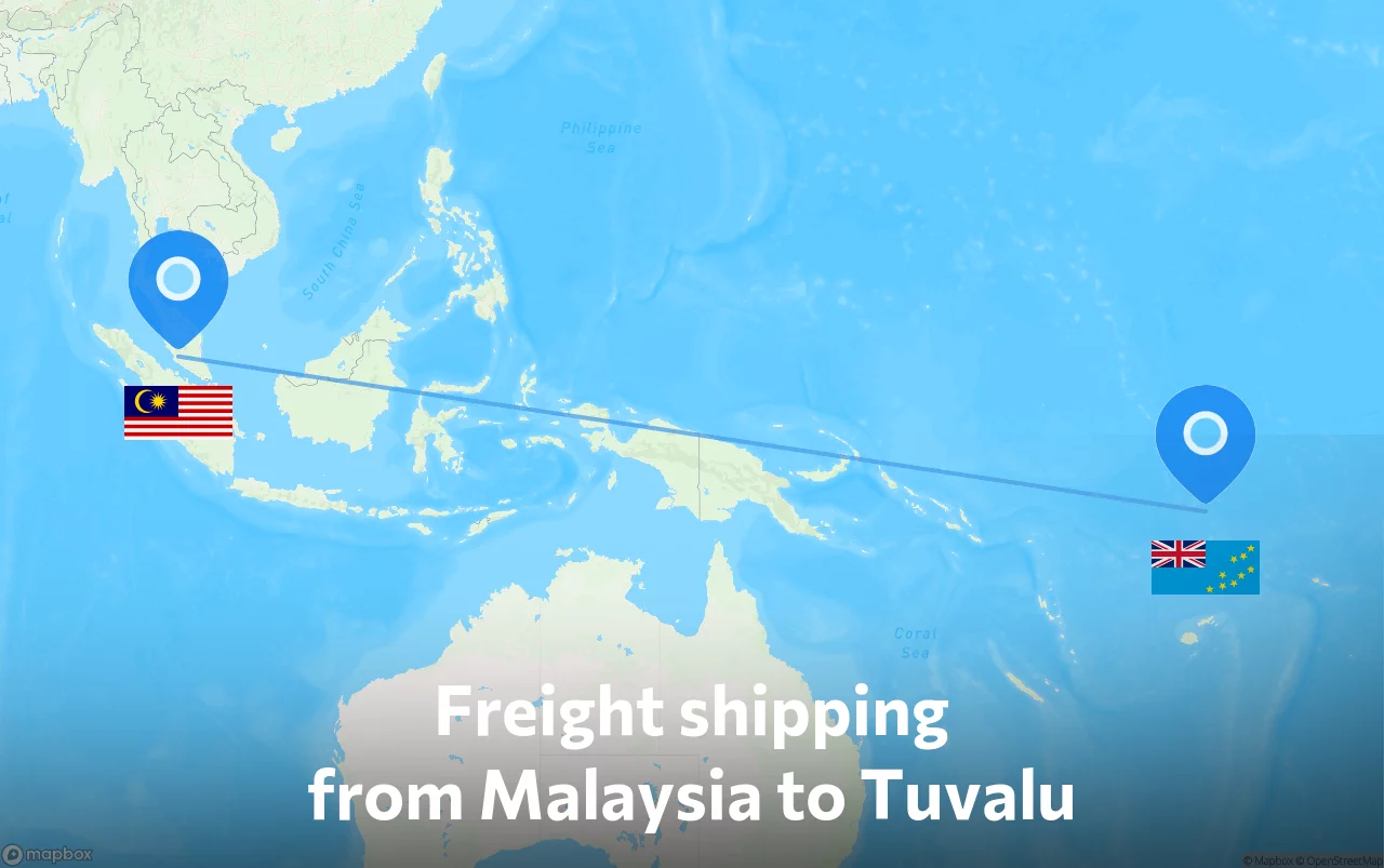 Shipping route from Malaysia to Tuvalu