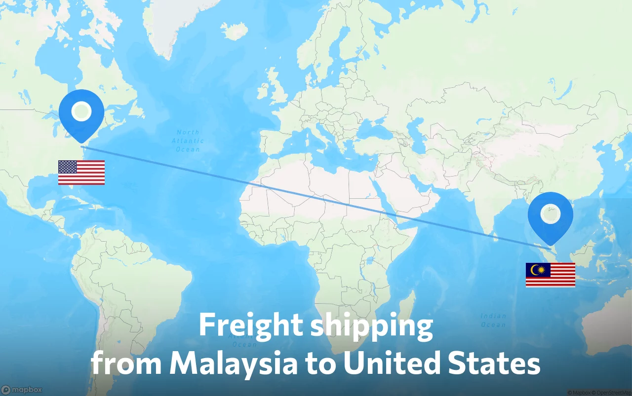 Shipping route from Malaysia to United States