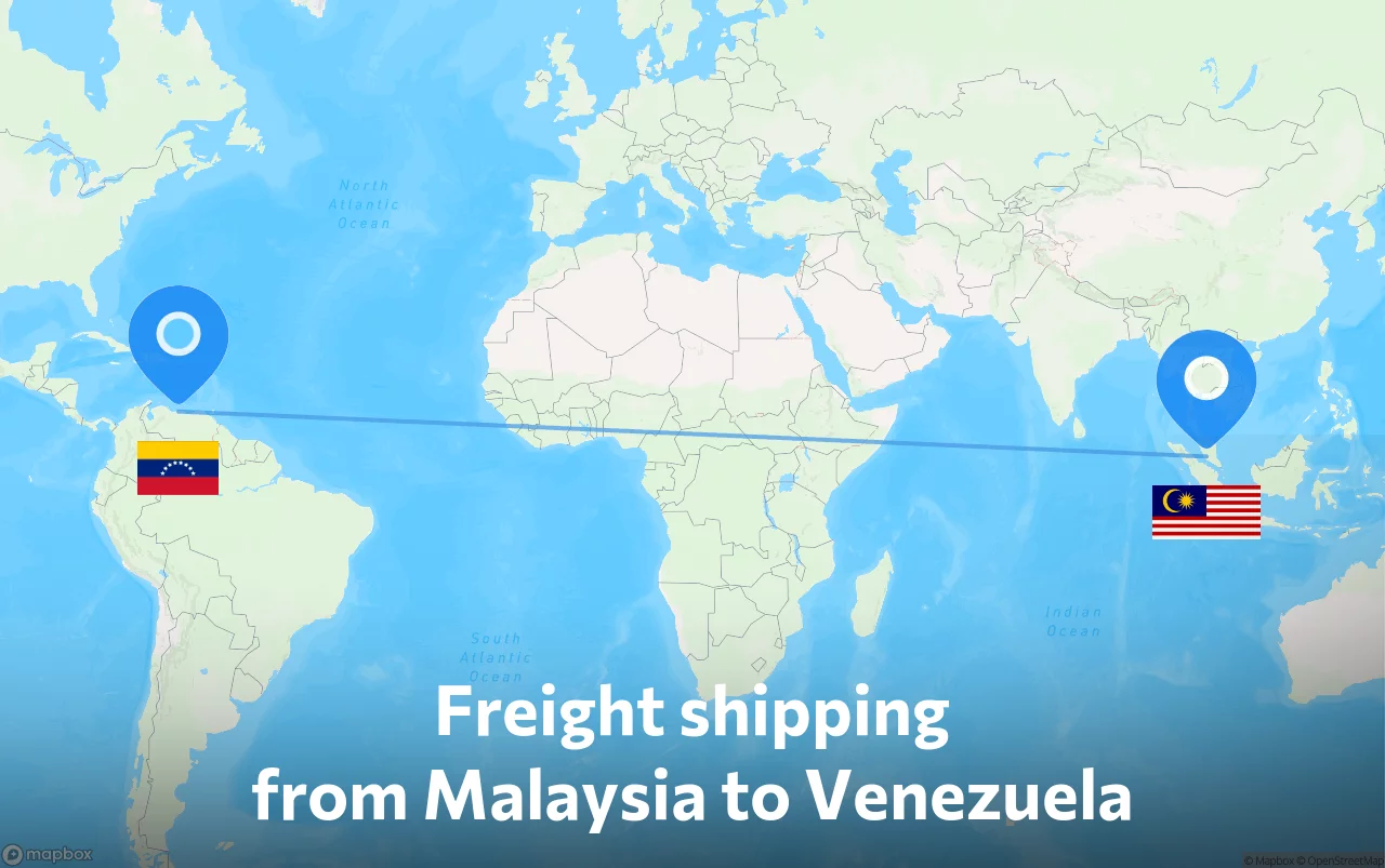 Shipping route from Malaysia to Venezuela