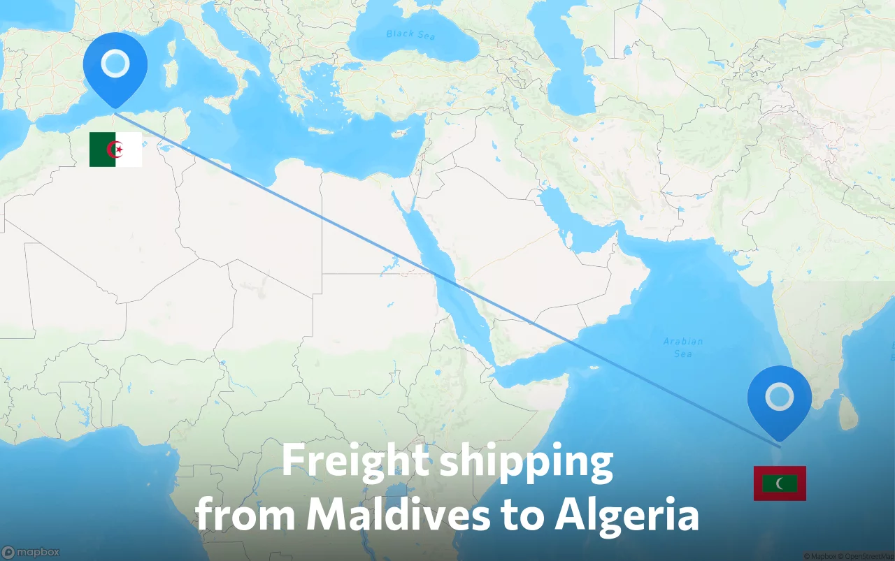 Shipping route from Maldives to Algeria