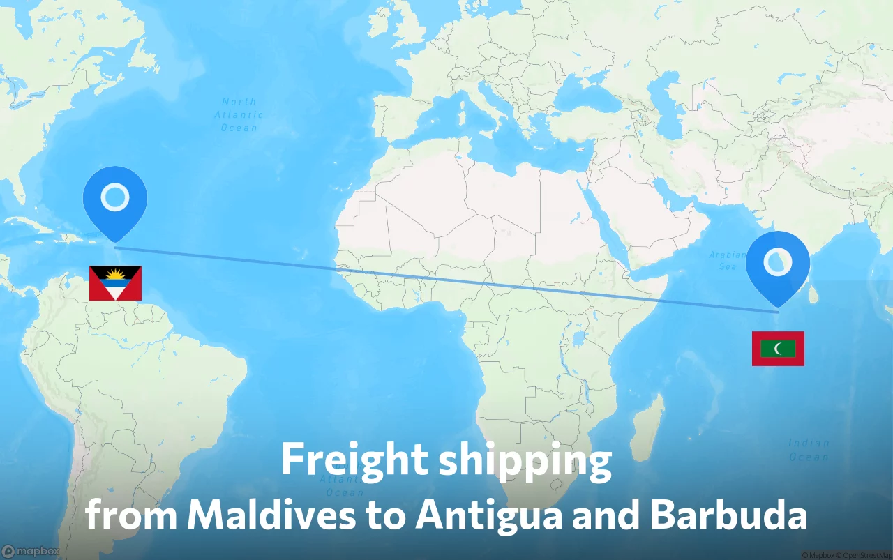 Shipping route from Maldives to Antigua and Barbuda