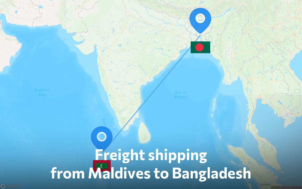 Shipping route from Maldives to Bangladesh