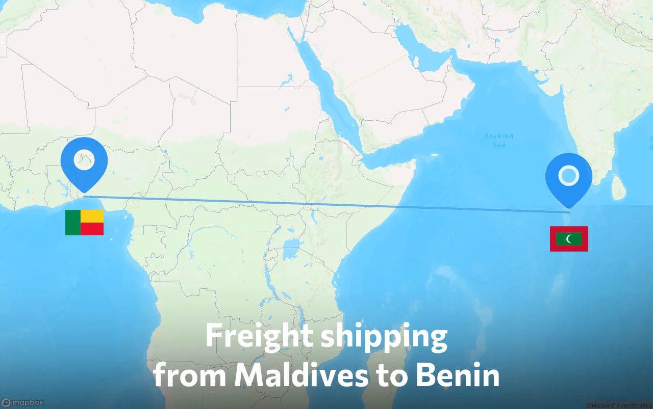 Shipping route from Maldives to Benin