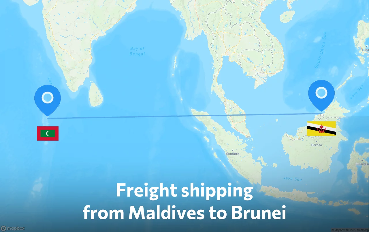 Shipping route from Maldives to Brunei