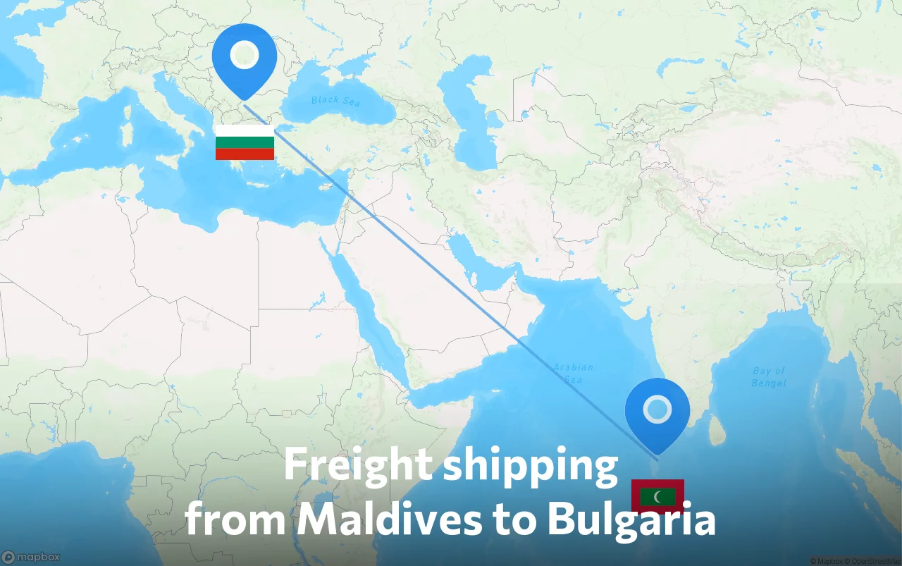 Shipping route from Maldives to Bulgaria
