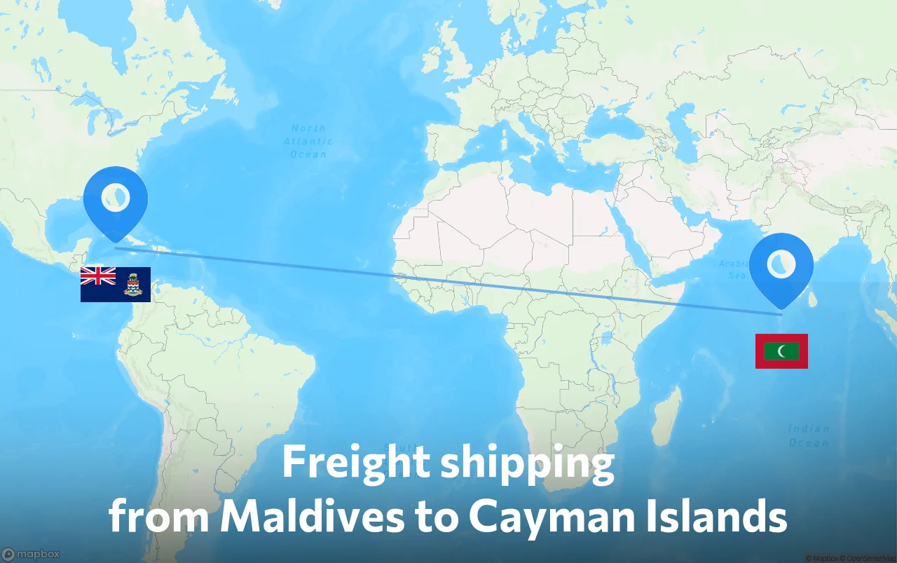 Shipping route from Maldives to Cayman Islands