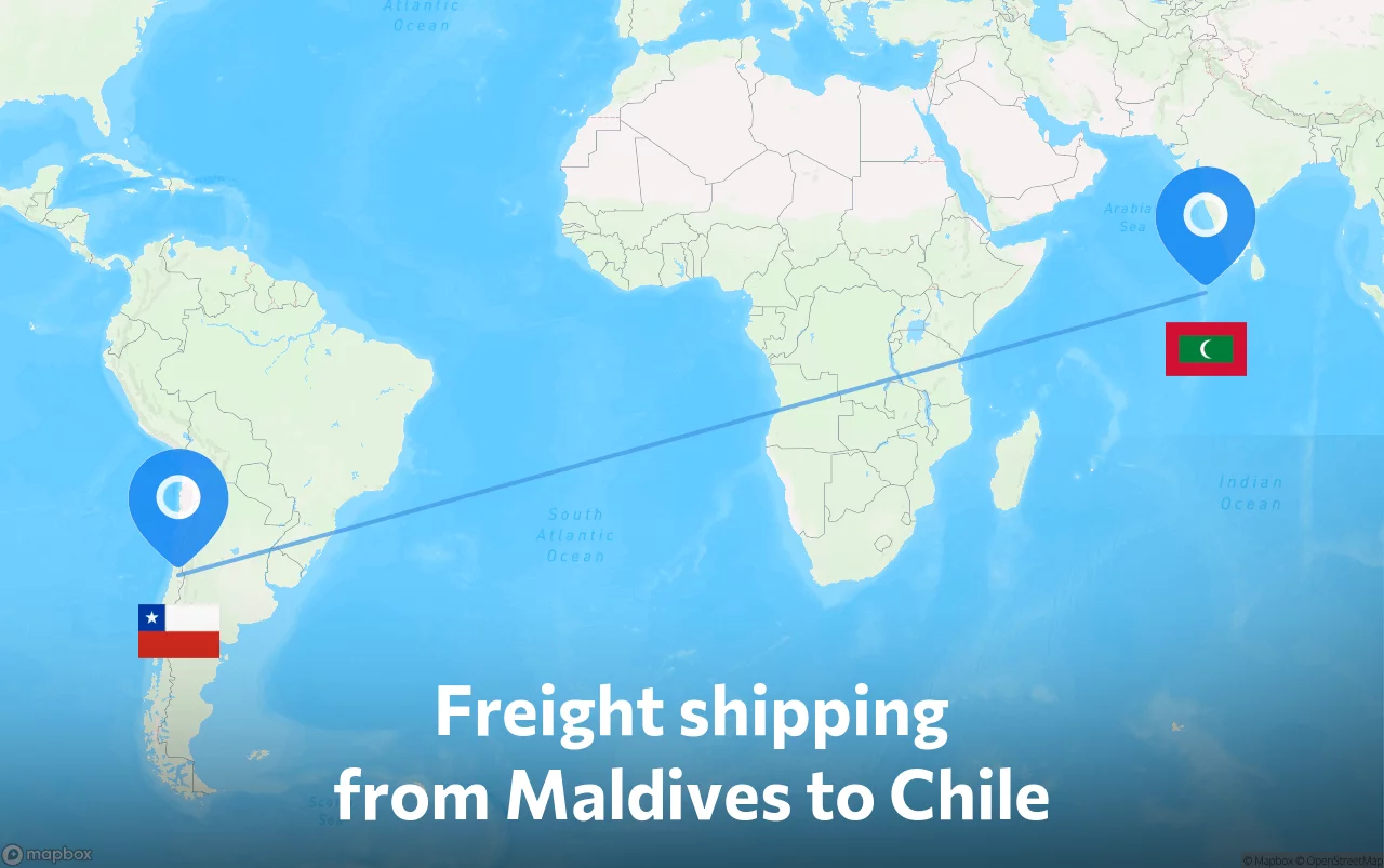 Shipping route from Maldives to Chile