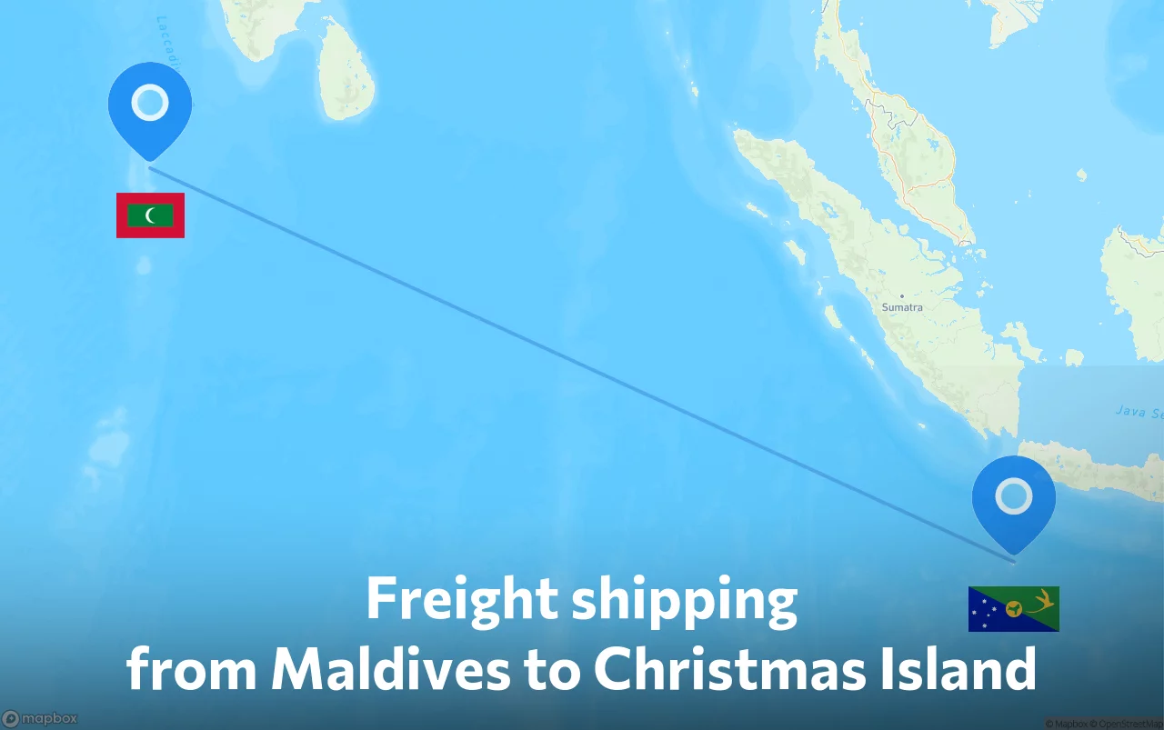 Shipping route from Maldives to Christmas Island