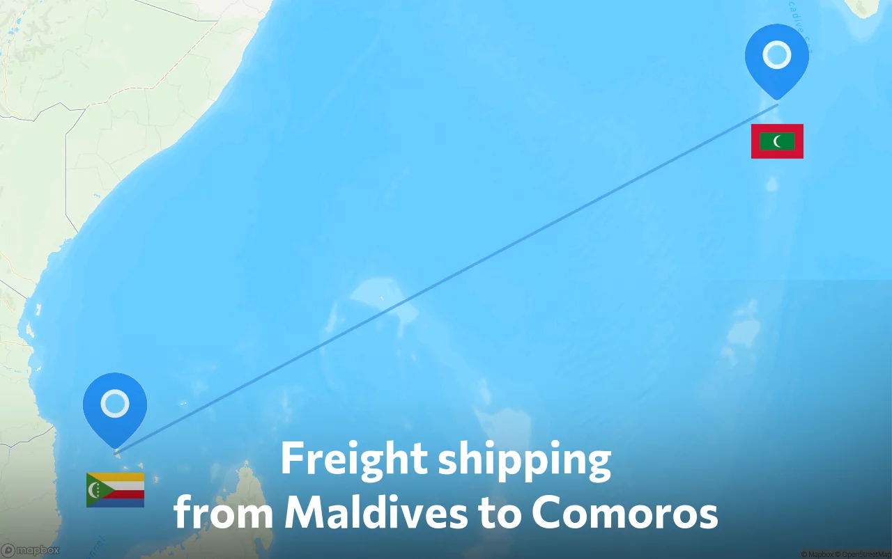 Shipping route from Maldives to Comoros