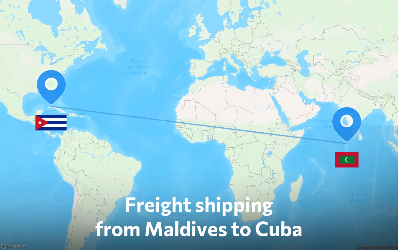 Shipping route from Maldives to Cuba