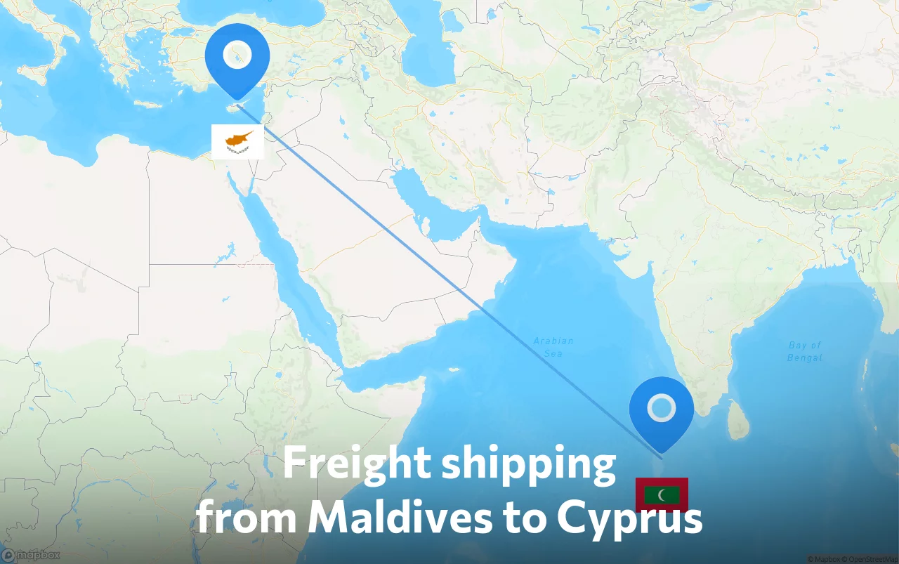 Shipping route from Maldives to Cyprus