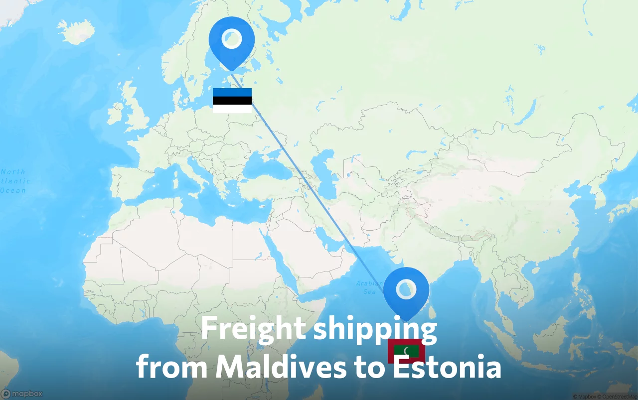 Shipping route from Maldives to Estonia