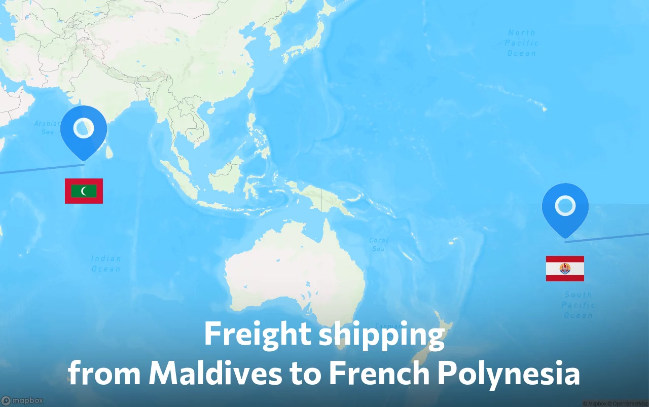 Shipping route from Maldives to French Polynesia