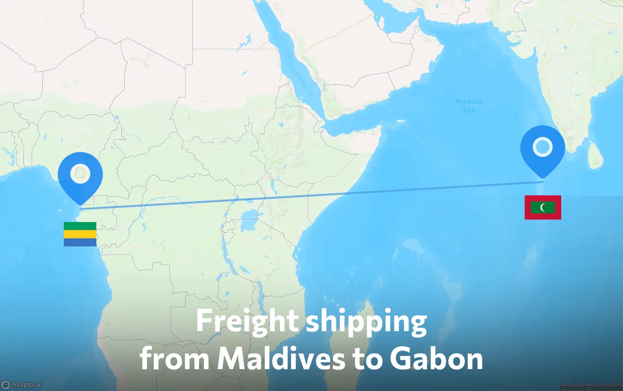 Shipping route from Maldives to Gabon
