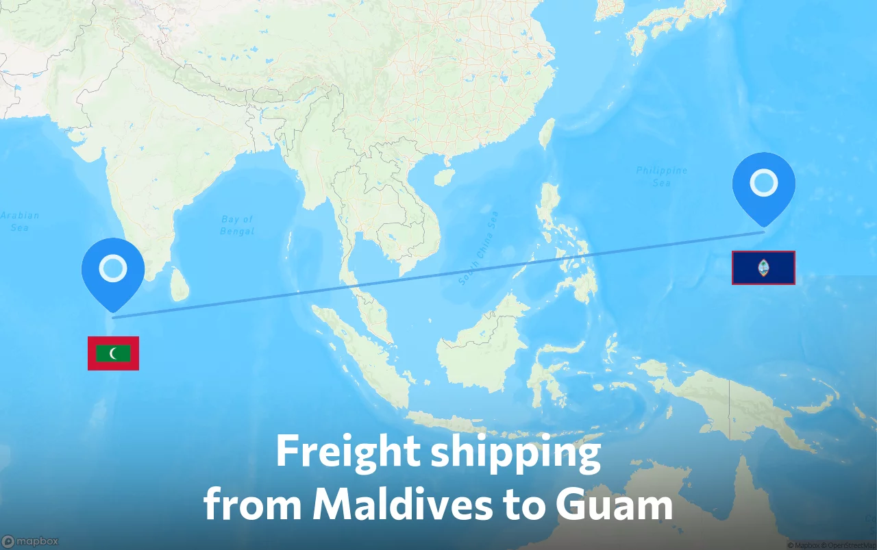 Shipping route from Maldives to Guam