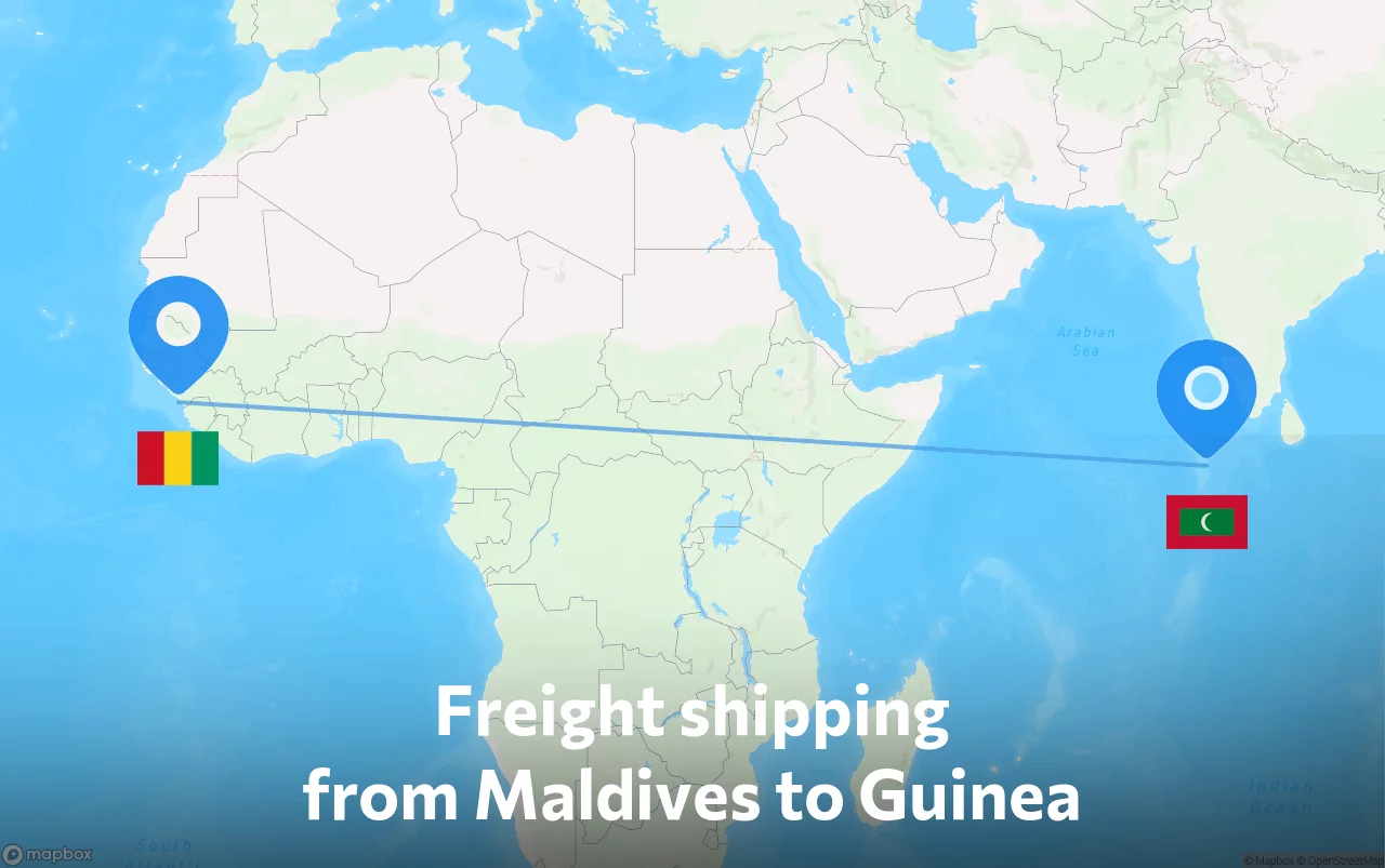 Shipping route from Maldives to Guinea
