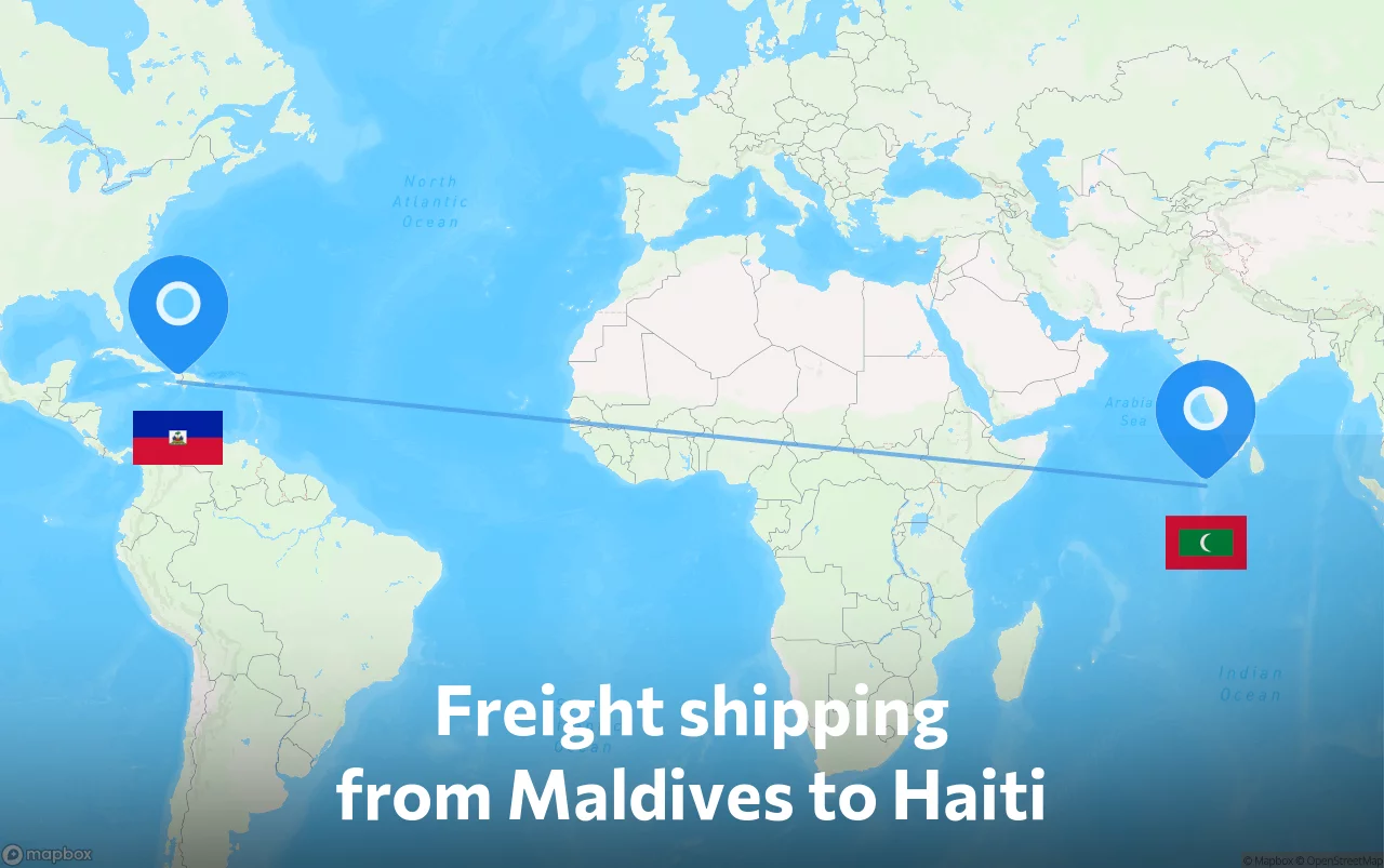 Shipping route from Maldives to Haiti