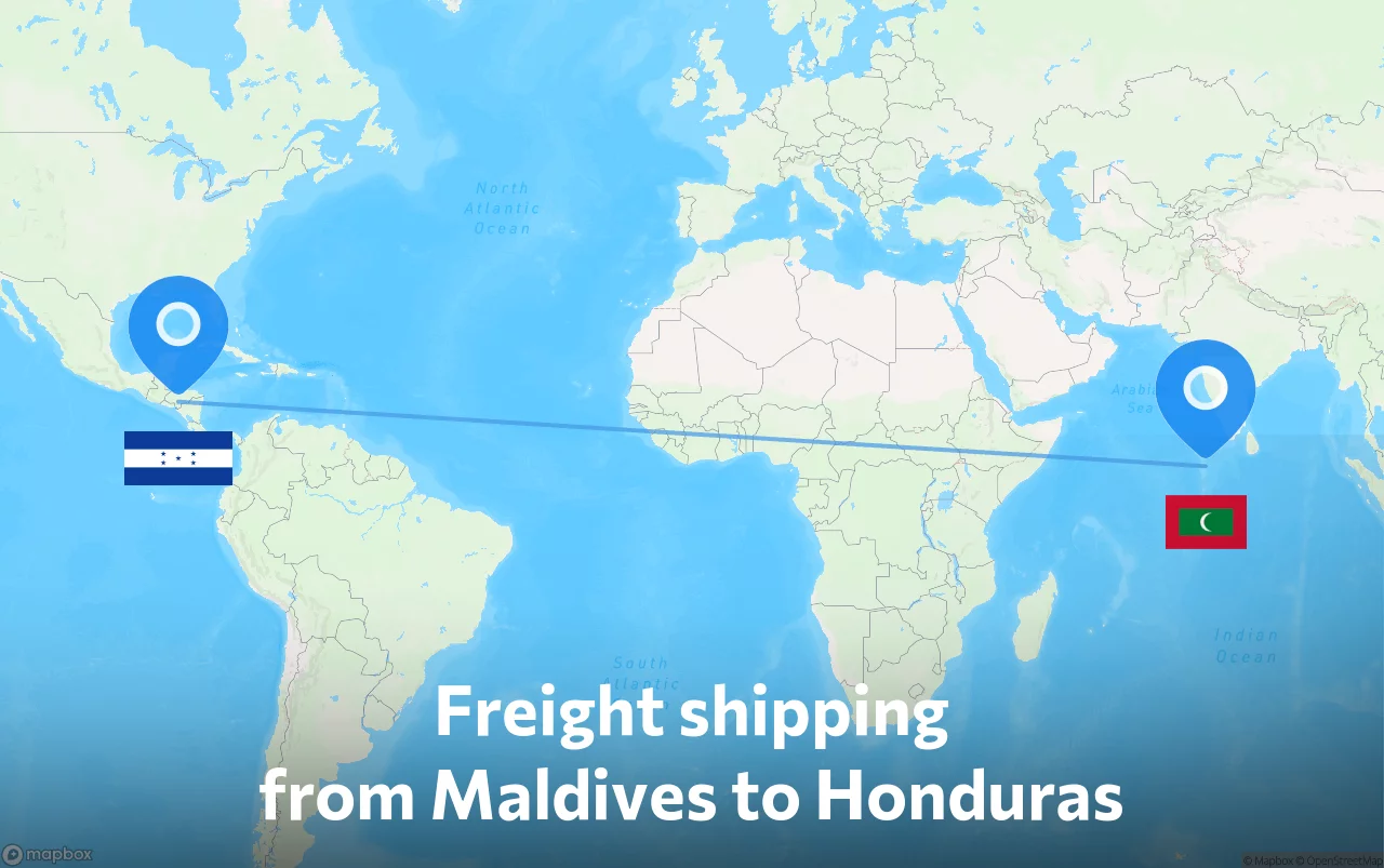 Shipping route from Maldives to Honduras