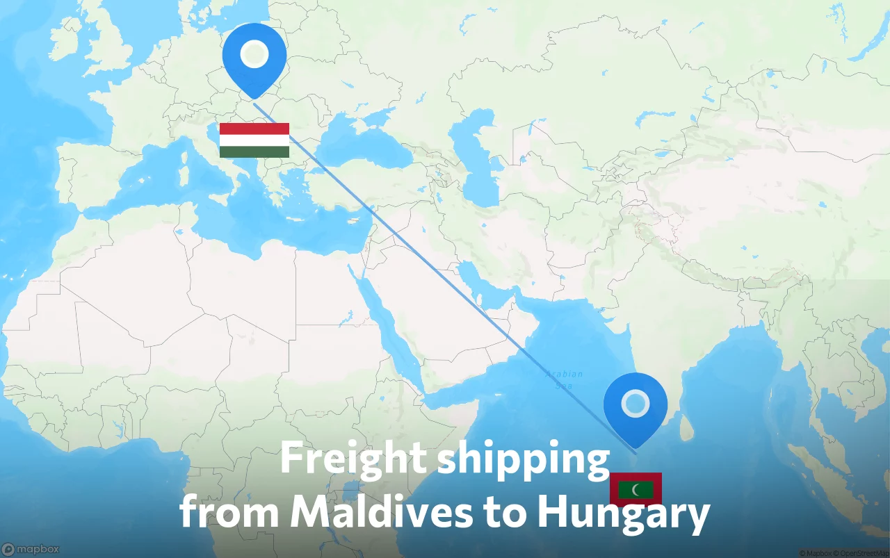 Shipping route from Maldives to Hungary