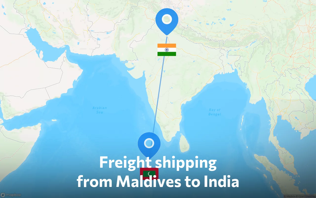 Shipping route from Maldives to India