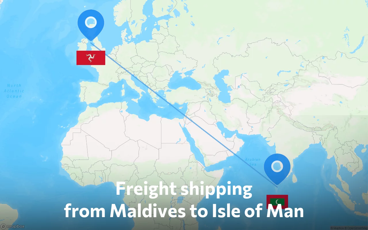 Shipping route from Maldives to Isle of Man