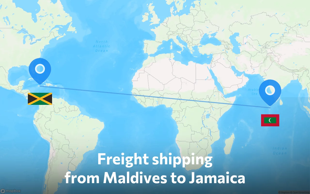Shipping route from Maldives to Jamaica