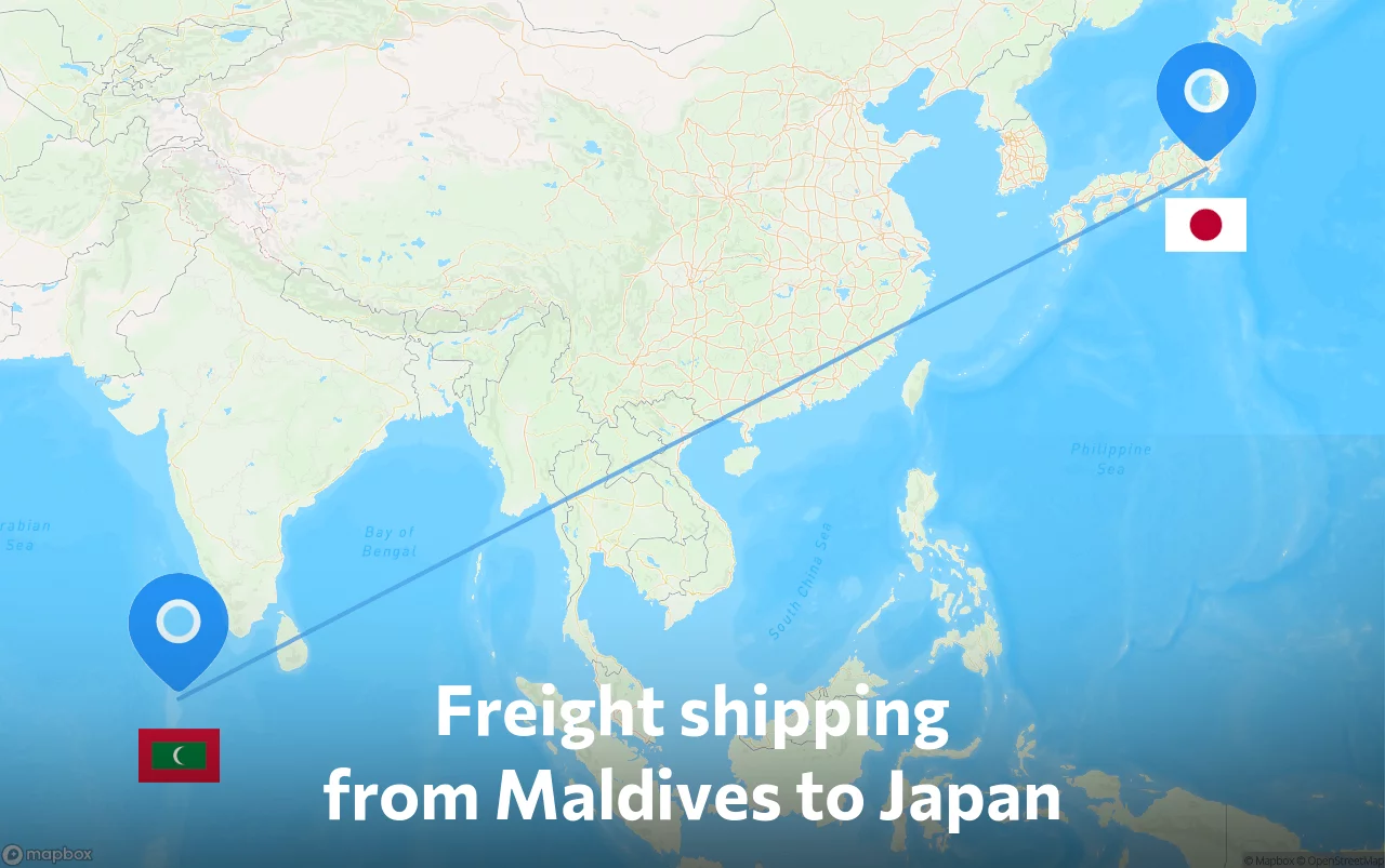 Shipping route from Maldives to Japan