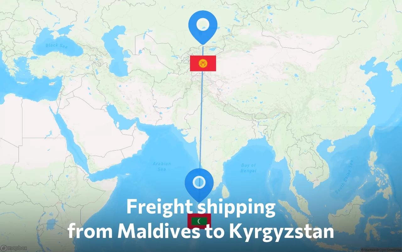 Shipping route from Maldives to Kyrgyzstan