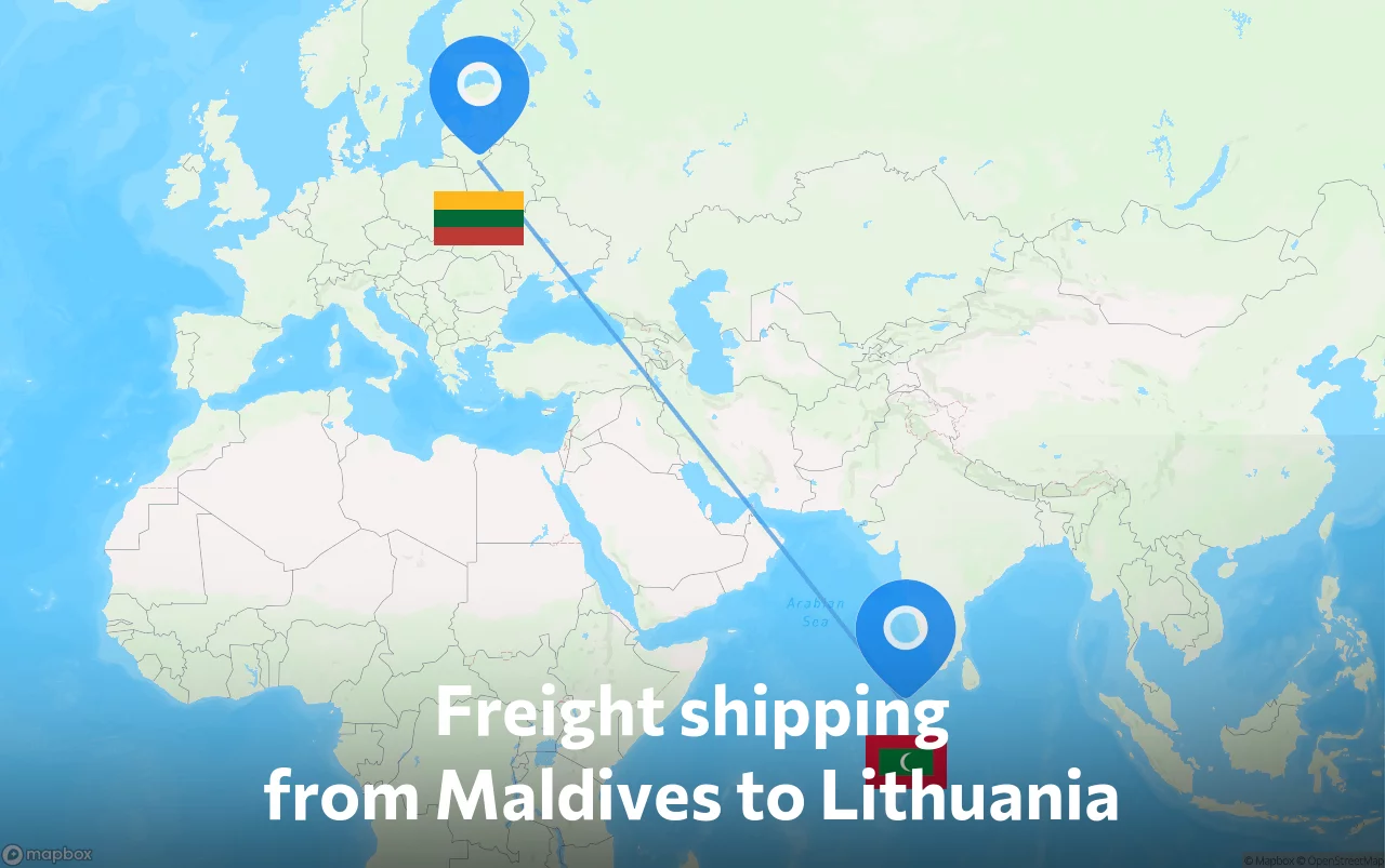 Shipping route from Maldives to Lithuania