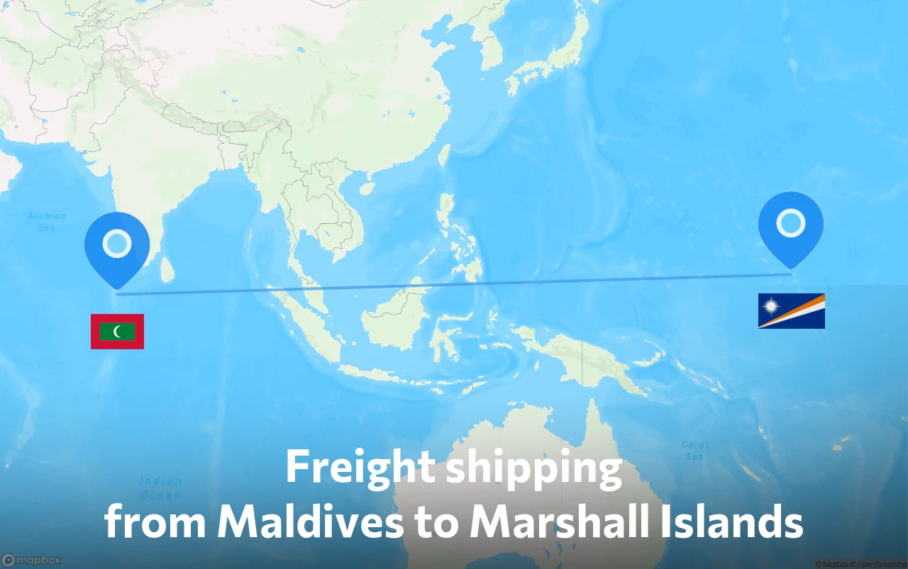 Shipping route from Maldives to Marshall Islands