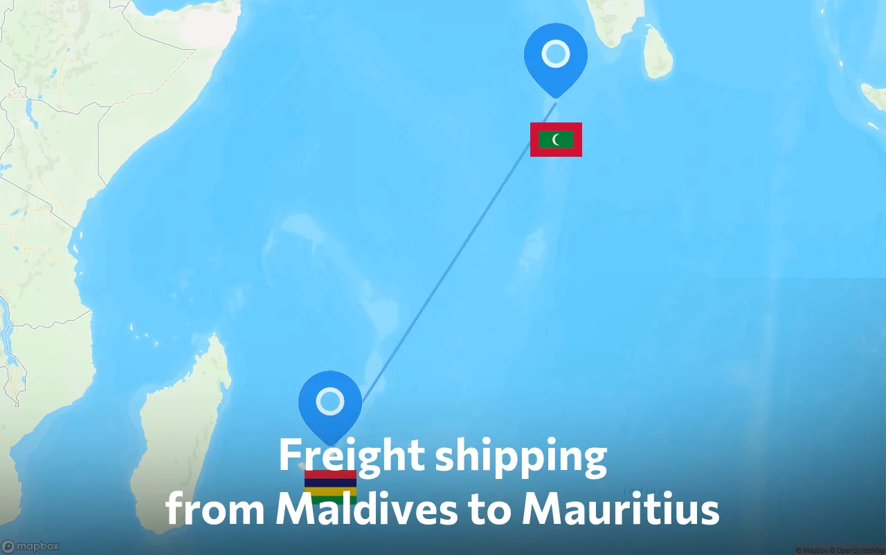 Shipping route from Maldives to Mauritius