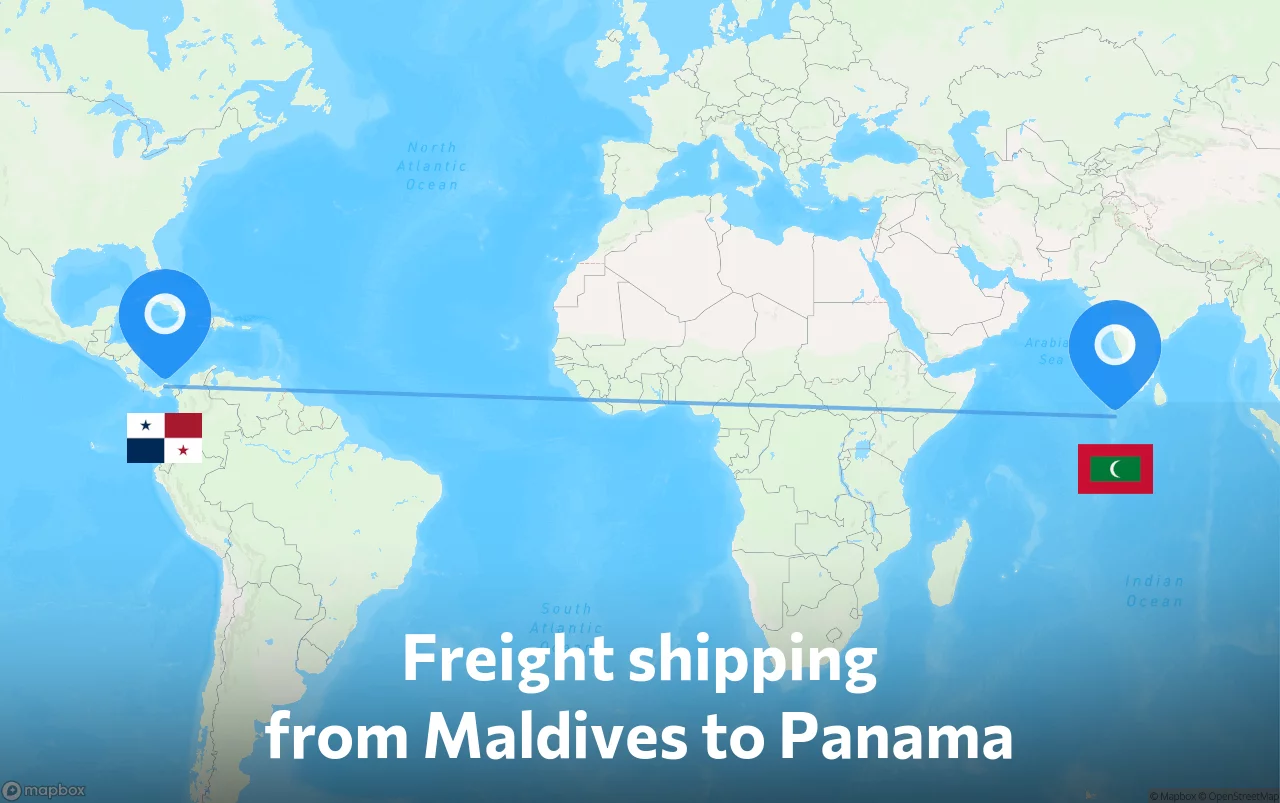 Shipping route from Maldives to Panama