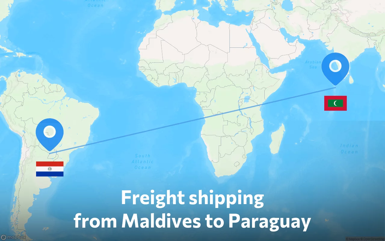Shipping route from Maldives to Paraguay