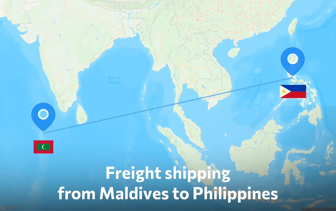 Shipping route from Maldives to Philippines