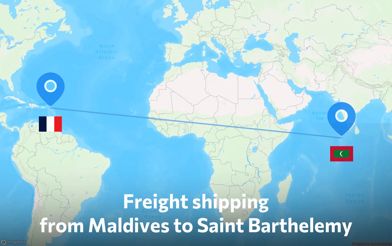 Shipping route from Maldives to Saint Barthelemy
