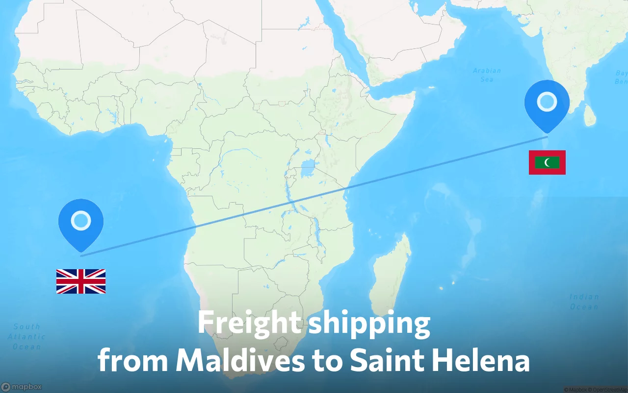 Shipping route from Maldives to Saint Helena