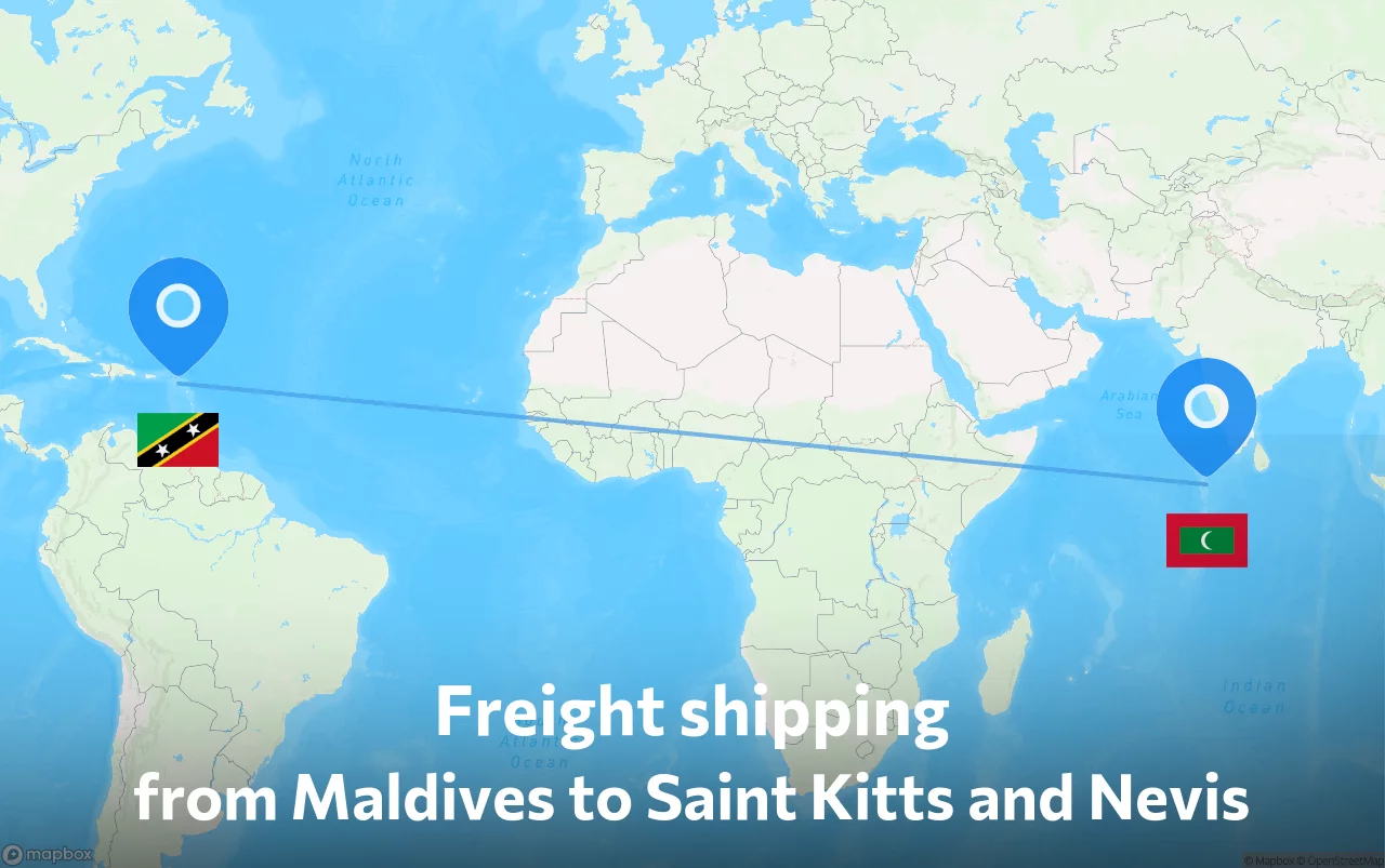 Shipping route from Maldives to Saint Kitts and Nevis