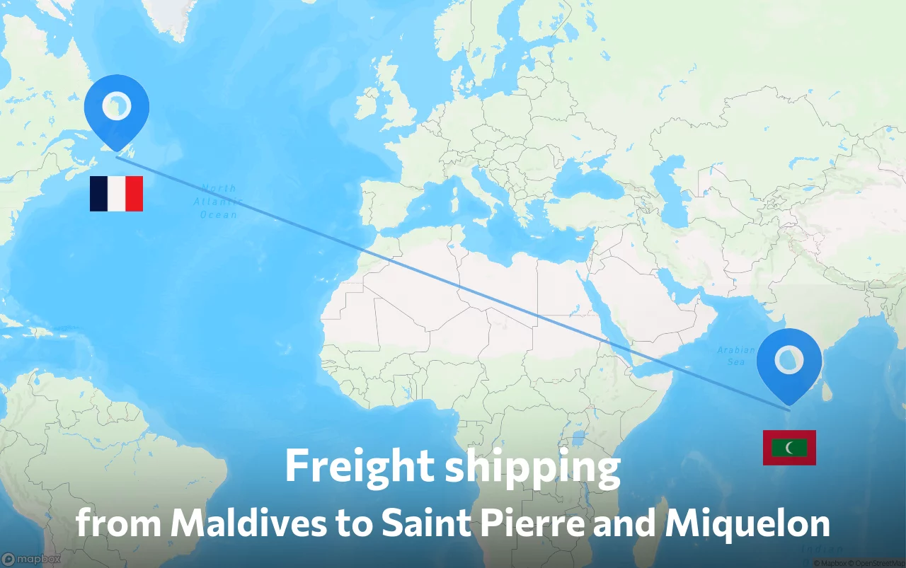 Shipping route from Maldives to Saint Pierre and Miquelon