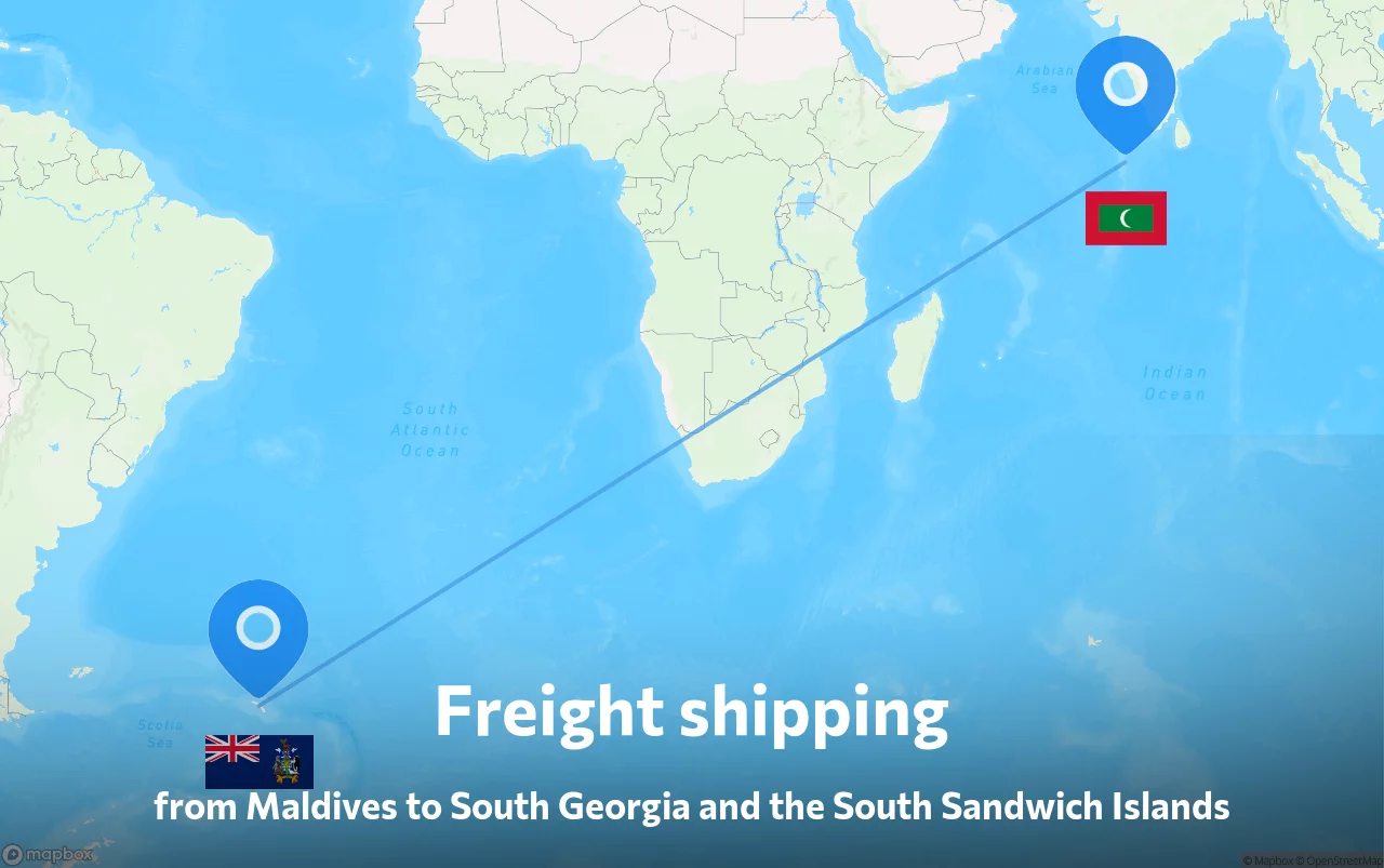 Shipping route from Maldives to South Georgia and the South Sandwich Islands