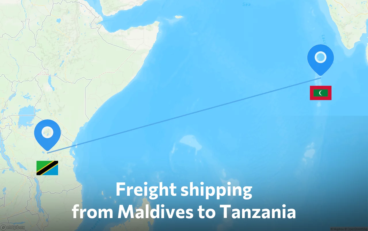 Shipping route from Maldives to Tanzania