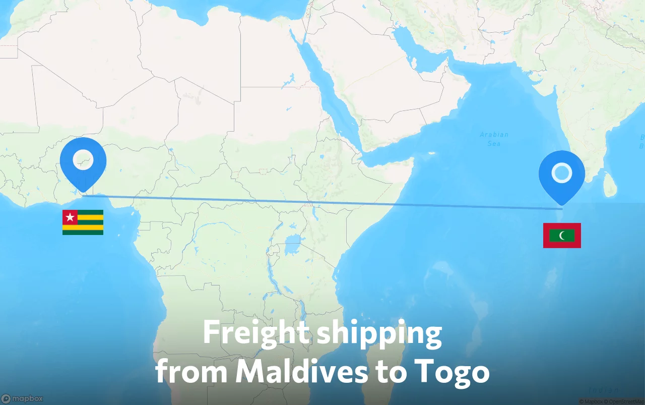 Shipping route from Maldives to Togo